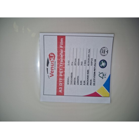 VenusLF A3 Pet DTF Σελίδες pet film (100ΣΕΛ/ΠΑΚΕΤΟ)  DOUBLE SIDE MATTE
